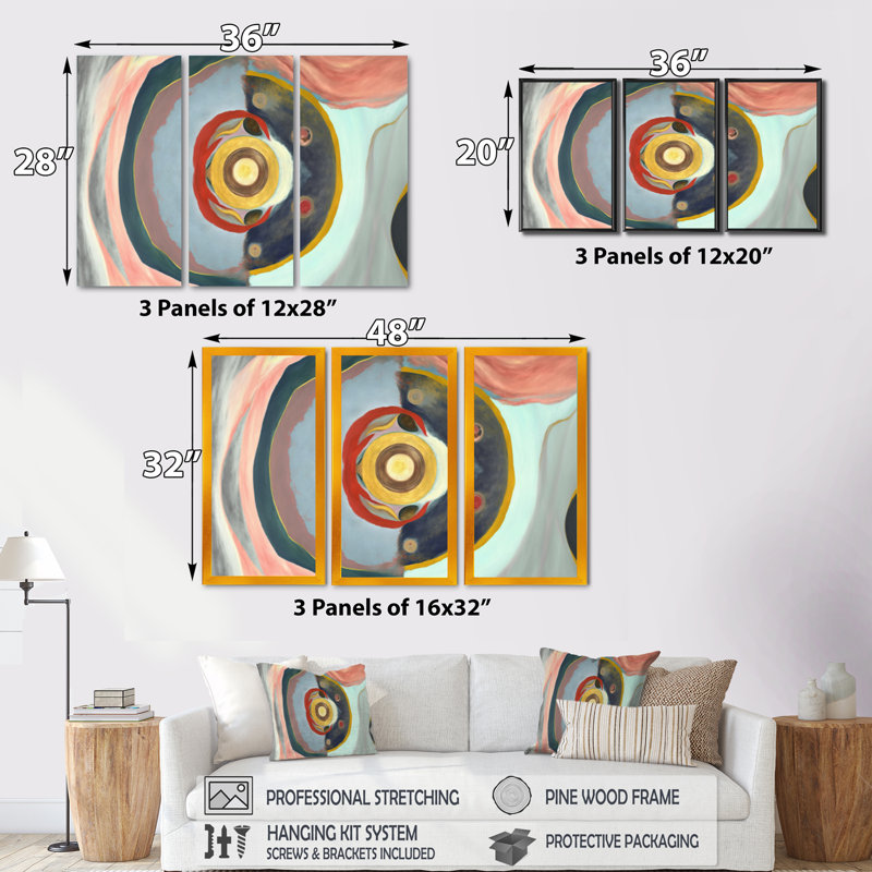 Mystic Terra Rosa Wisdom V - 3 pièces sur toile, Toile encadrée noire, H 28 po x l 36 po x P 1 po