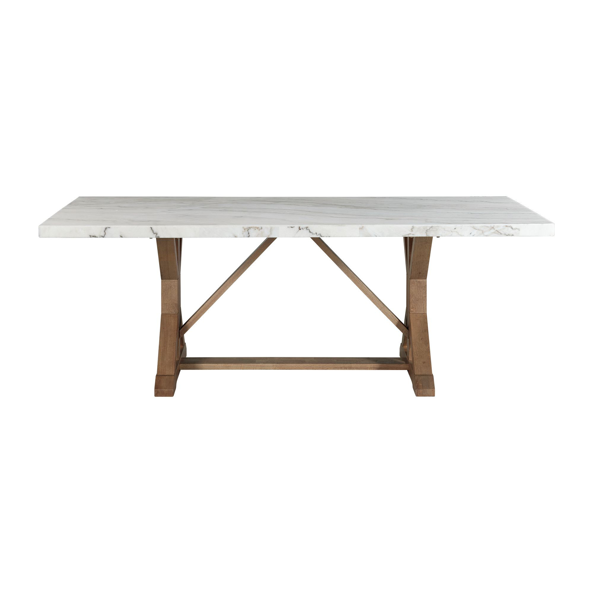 Liam Standard Height Rectangular Dining Table in White Marble: Elegance Meets Functionality