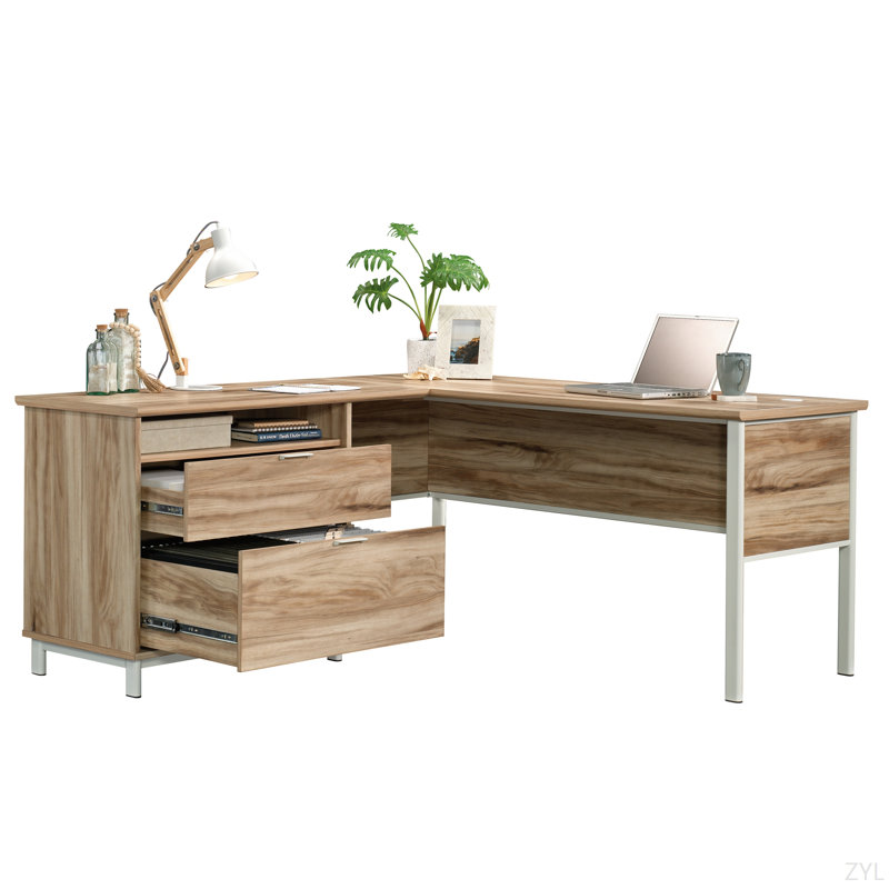 Bureau en L, finition brune