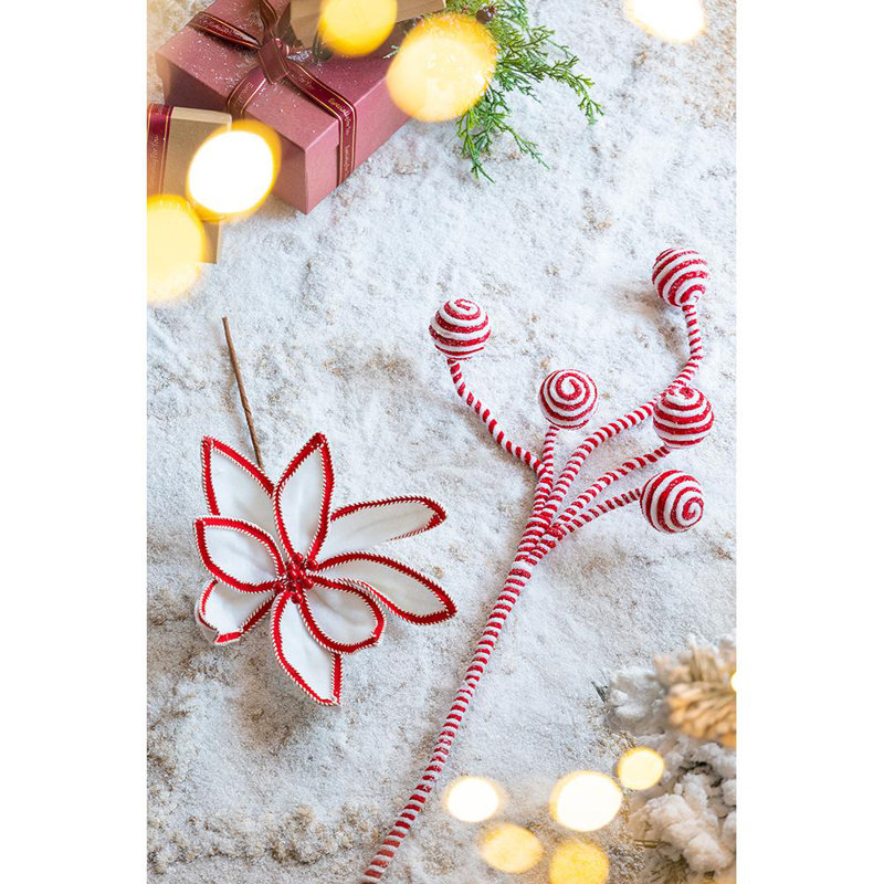 Ensemble de 6 tiges de poinsettia 13 po - blanc / rouge