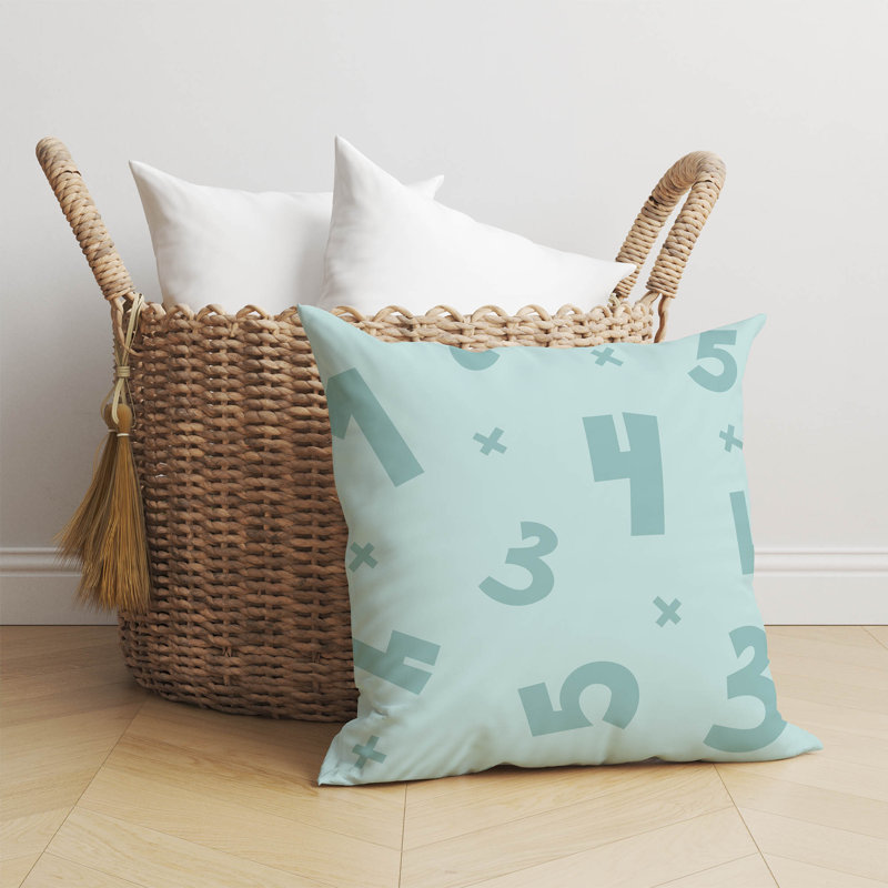 Coussin Numéros, H 16 po x l 16 po, Bleu clair
