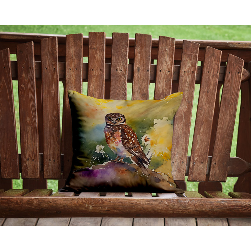 Burrowing Owl Throw Pillow, 14"H x 14"W