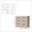 Commode double à six tiroirs Westport, plateau supérieur, quincaillerie en métal