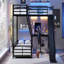 Lit superposé en L avec lit mezzanine, lit superposé triple en métal avec glissière et ports USB, conception peu encombrante et silencieuse