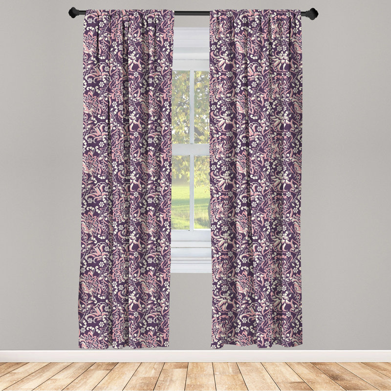Vintage Curtains Damask Semi-Sheer Rod Pocket Sliding Panel, 28" x 63"