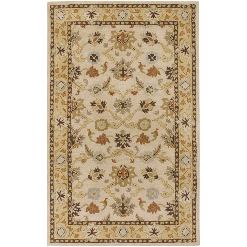 Tapis beige / brun clair en laine touffeté à la main Arnedra, Rectangle 8 pi x 11 pi