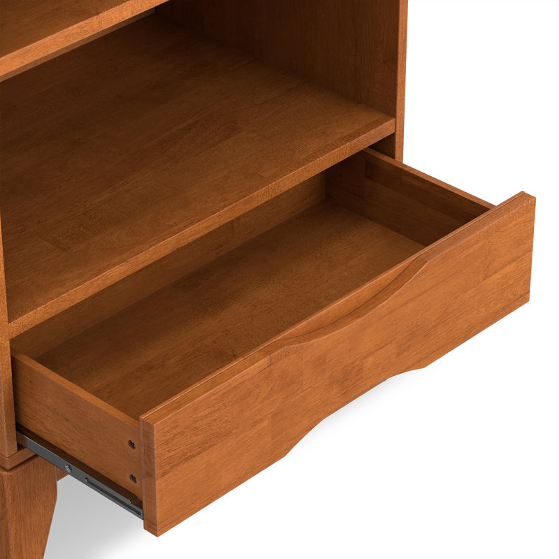 Harper 60"H Solid Wood Mid-Century Modern Bookshelf with Open Shelves and Tapered Legs, Teak Brown