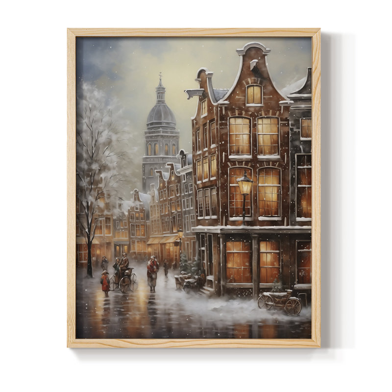 «Christmas Holiday Art DLXVIII», reproduction d'art encadrée - bois massif, Naturel, H 15 po x l 12 po