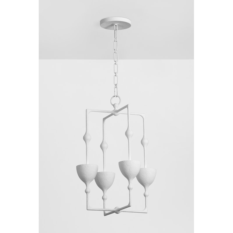 Antalya 4 Light Lantern, Gesso White, 22.25" H x 15.75" W x 15.75" D