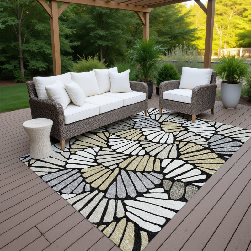Machine Washable Indoor/Outdoor Chantille ACN2384 Floral Rug, Rectangle 5' x 7'6"