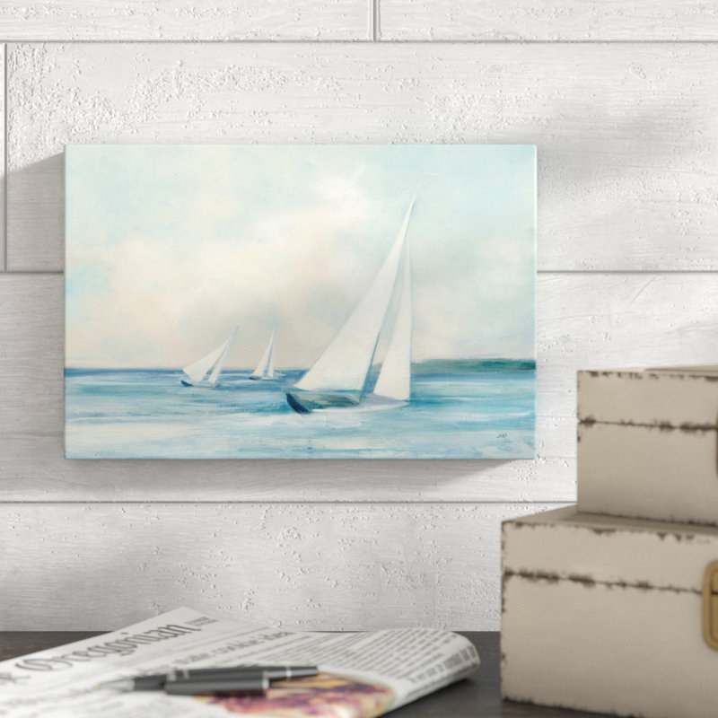 Sailboats At Sunrise by Julia Purinton - Wrapped Canvas Painting, 20cm H x 30cm W