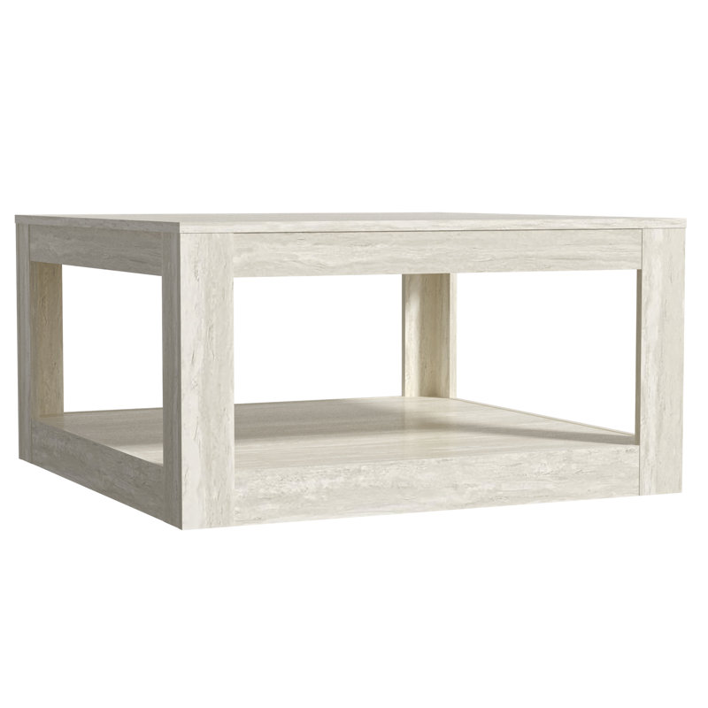 Allysyn Contemporary 31.5" Square Coffee Table, Beige