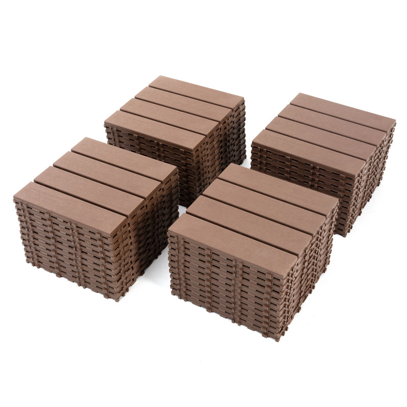 Plastic Interlocking Deck Tiles, Brown