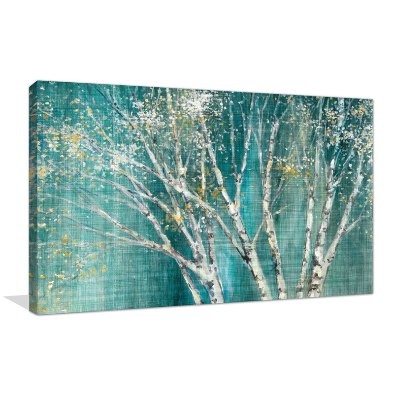 «Blue Birch Horizontal» par Julia Purinton - reproduction, H 18 po x l 30 po x P 1 po, Toile tendue