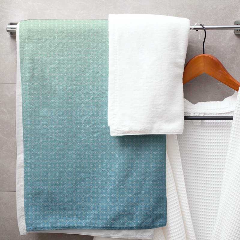 Serviette de bain napperon, Bleu clair/jaune