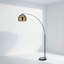 Lampe sur pied avec base en faux marbre noir et abat-jour en forme de cloche dorée pour le salon, la chambre à coucher ou le bureau