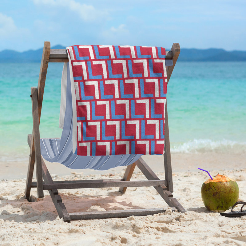 Beach Towel, Red/Light Blue/White