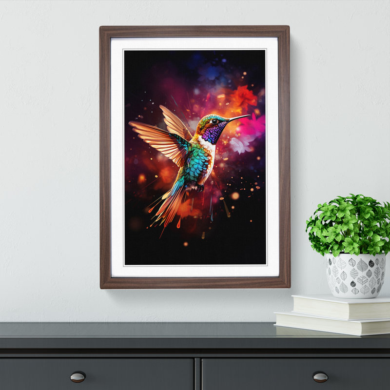 Hummingbird Digital Framed Print, Walnut Framed, 34cm H x 25cm W x 2cm D