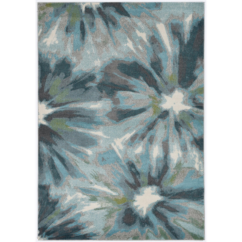 Tapis sarcelle / brun Lesterny, Rectangle de 5 pi x 8 pi