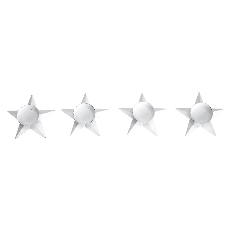 Festive Finds Tealight Holder Star Set of 4 1.5x5x5, Antique White