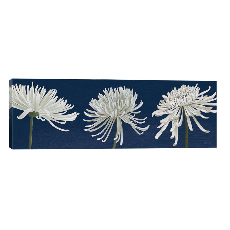 Morning Chrysanthemums V - Wrapped Canvas Panoramic Painting, 30.48 cm H x 91.44 cm W x 3.175 cm D