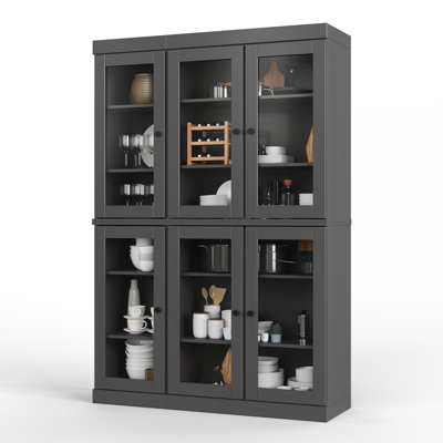 Palace Imports 100% Solid Wood Pantry China Cabinet, Clear Glass Doors, Adjustable Shelves, 48.5" Wide, 71.5" Tall