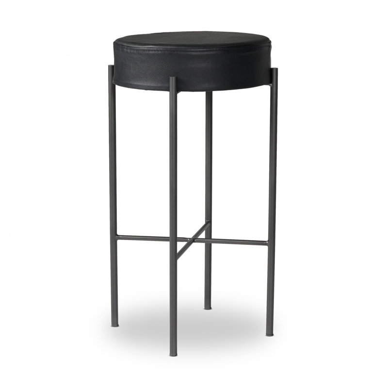 Tabouret de bar et de comptoir Eugenia, Tabouret de bar (siège d'une hauteur de 30 po), Cuir - Noir