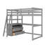 Lit mezzanine simple avec tablettes de bureau et deux tiroirs intégrés-1785058095