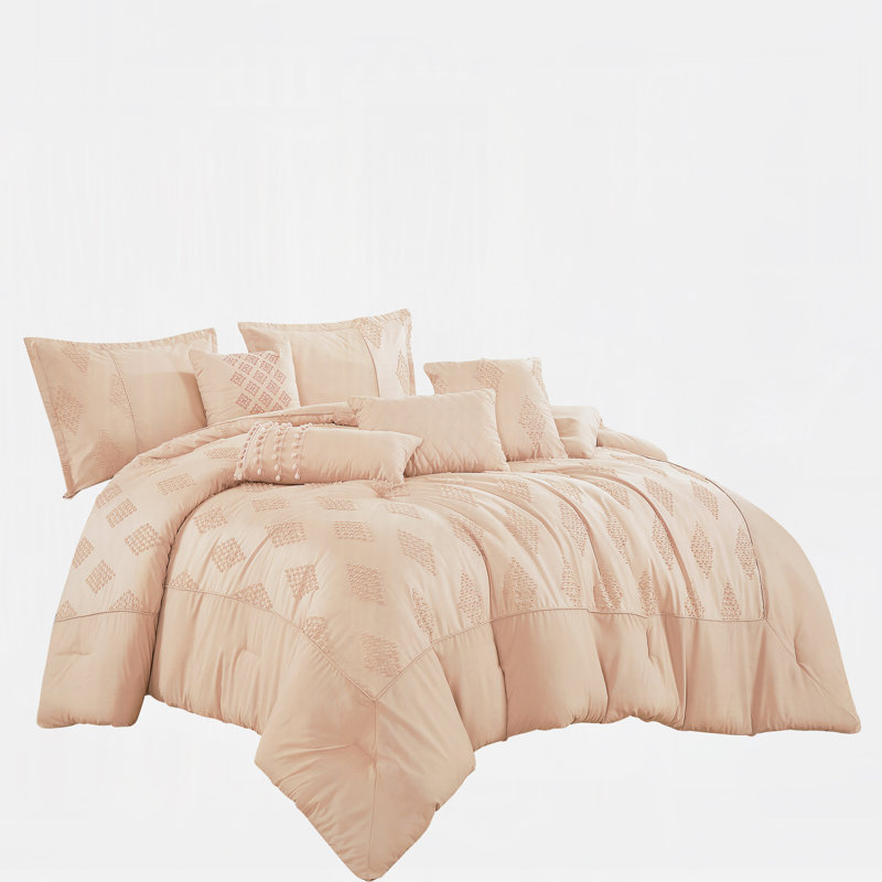 Ensemble d'édredon pour grand lit 7 pièces avec motif jacquard coupé, microfibre douce, 100% polyester, collection de literie toutes saisons