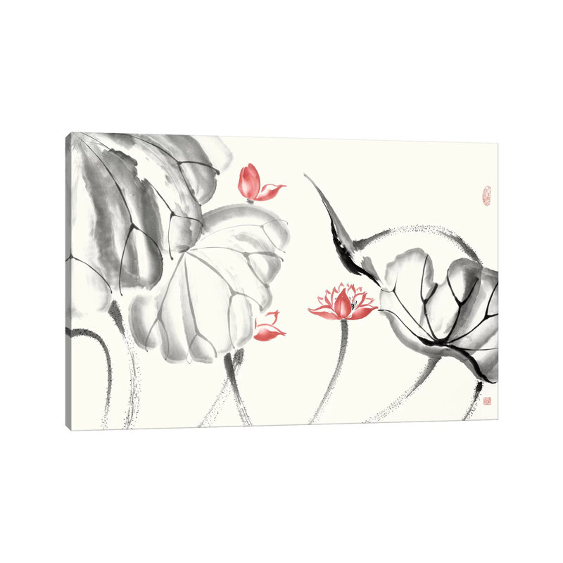 Lotus Study With Coral III by Nan Rae - Wrapped Canvas Painting, 152.5 cm H x 101.5 cm W