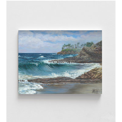 «Fishermans Cove Laguna» par William Thompson, art mural de spa tropical, décoration murale de salle d'attente apaisante, décor de petite cabane, peinture côtière