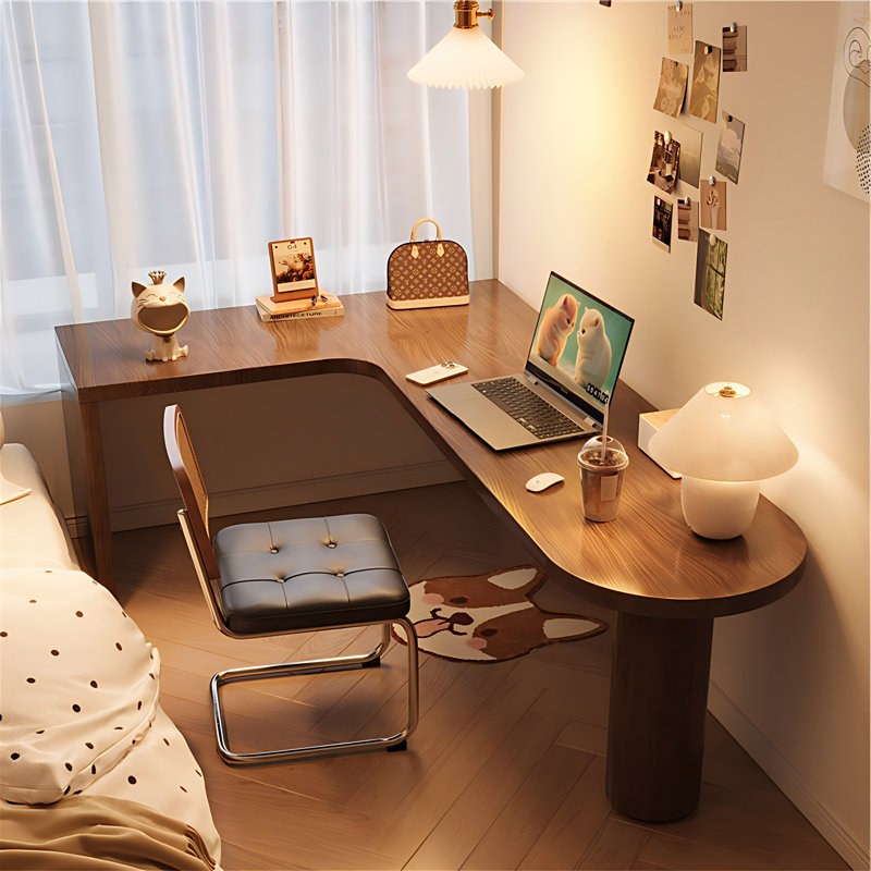 Bureau double en L en bois massif, 29.53" H x 78.74" W x 47.24" D