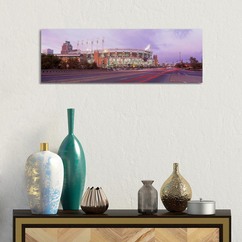 Baseball Stadium At The Roadside, Jacobs Field, Cleveland, Cuyahoga County, Ohio, USA - Wrapped Canvas Panoramic Print