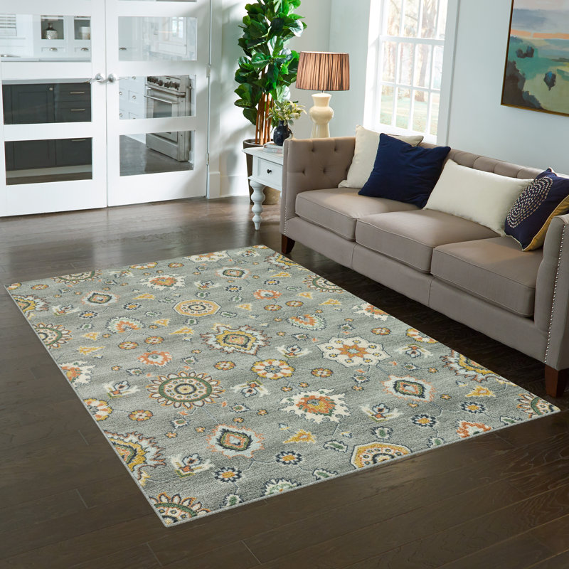 Damask Indoor Rug, Rectangle 5' x 7'