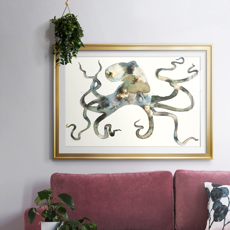 Octo, impression sur papier encadrée, H 15 po x l 21 po x P 1,5 po, Or
