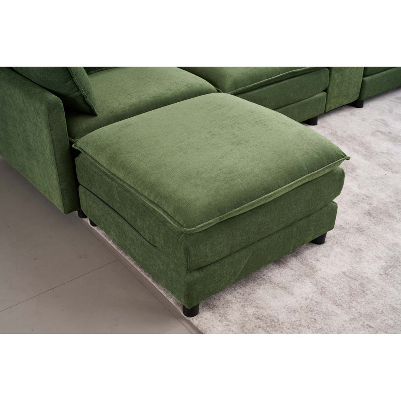 Canapé modulaire 4 places, Chenille verte