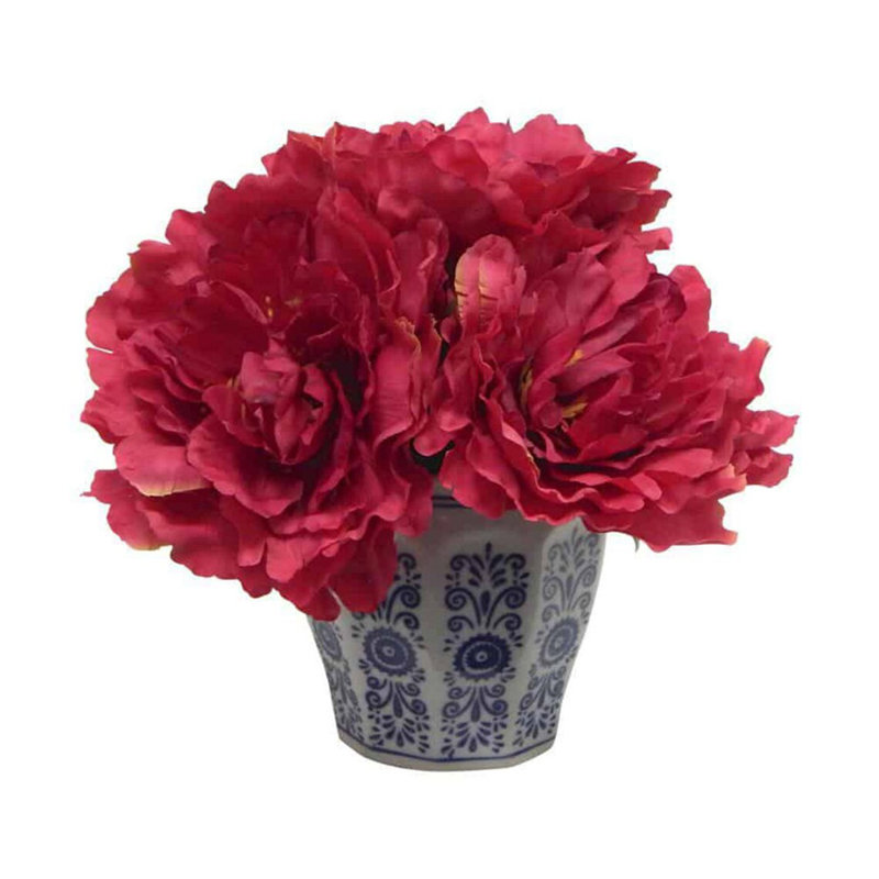 Arrangement floral de pivoines en pot, Bourgogne
