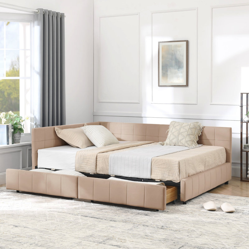 Full Size Velvet Upholstered Tufted  Bed Frame, Sofa Bed Frame With Comfortable Backrest And Armrests, Full Size Bed, Pink