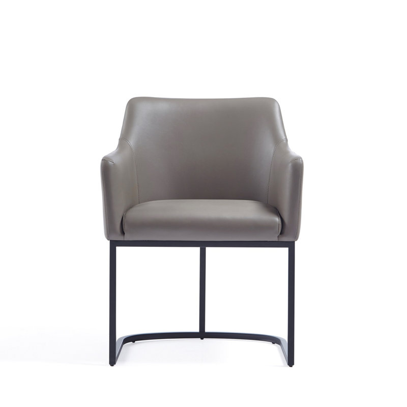 Fauteuil en cuir taupe Serena, Taupe