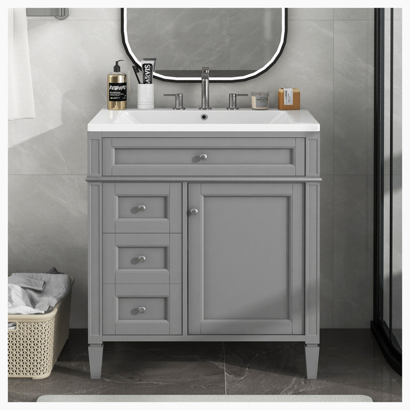 Meuble-lavabo sur pied simple 30 po avec comptoir en céramique Dachi