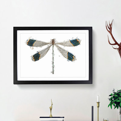 Blue Tipped Dragonfly by George Shaw - Picture Frame Painting Print on MDF