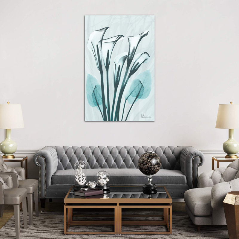 Calla Lily Crystalis I by Albert Koetsier - Painting on Canvas, 152.5 cm H x 101.5 cm W, Brown Floater Framed