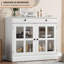 Buffet 35,4 po avec porte vitrée, buffet avec rangement, buffet blanc avec tiroir-723757239
