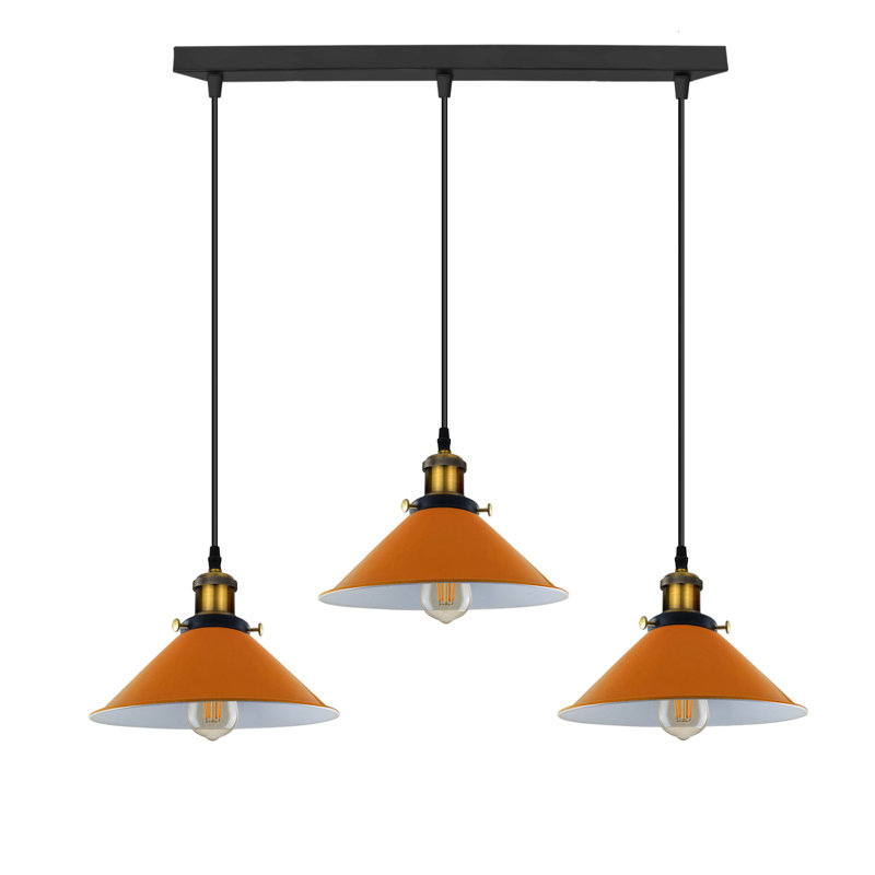 Latshaw 3-Light Kitchen Island Cone Pendant, Orange