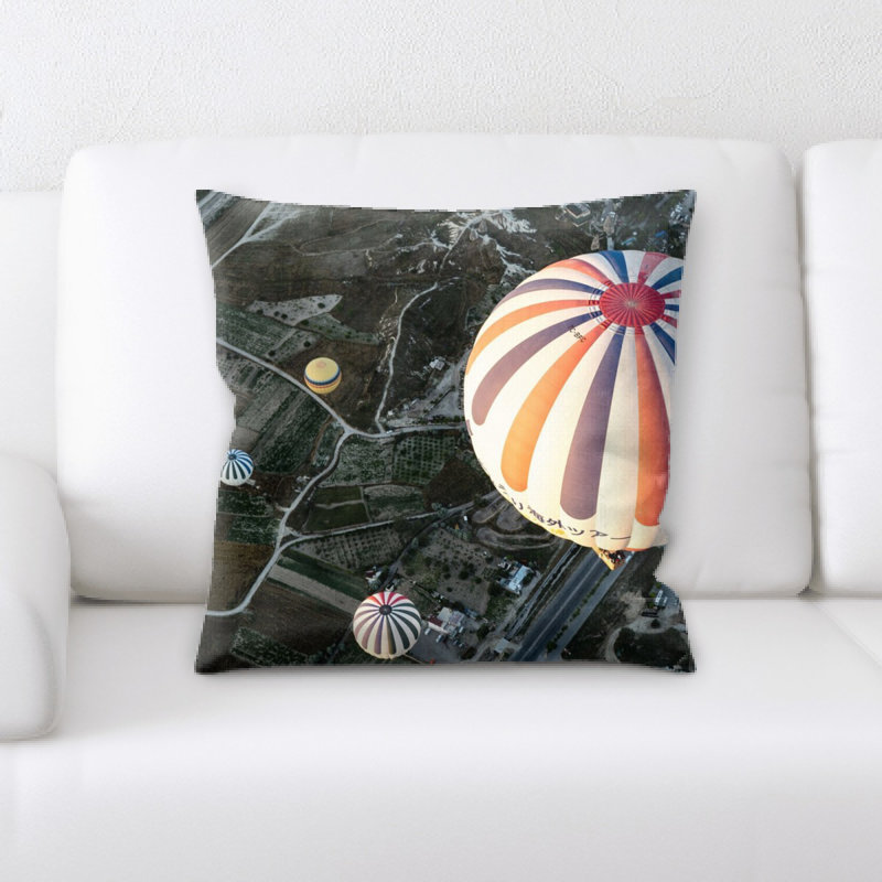 Hot Air Balloon Microsuede Reversible Throw Pillow