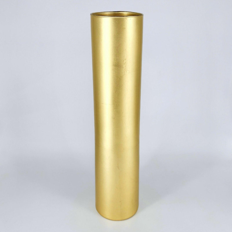 FLORA Solid Gilded Glass Cylinder Vase, Overall Height - 19.75'', Gold