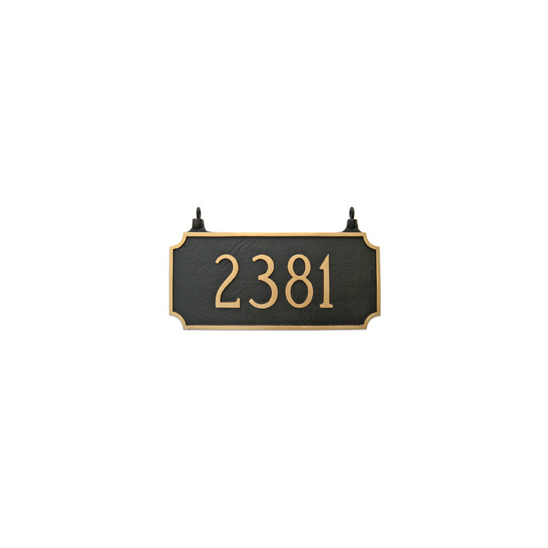 Plaque d’adresse murale sur 1 ligne Princeton, Bronze antique/ doré