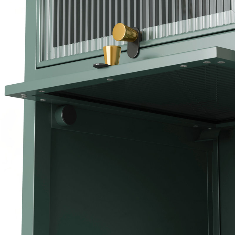 Armoire de porte moderne en verre à 4 niveaux, Vert foncé