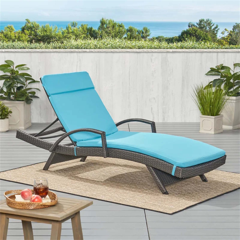Outdoor Chaise Lounge Cushion (Without Chaise Lounge), Blue