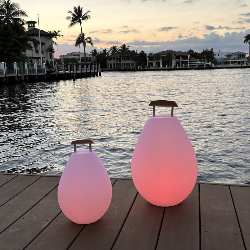 Vessel Battery Powered Integrated LED Color Changing Outdoor Table Lamp, 10.6" H x 8.2" W x 8.2" D